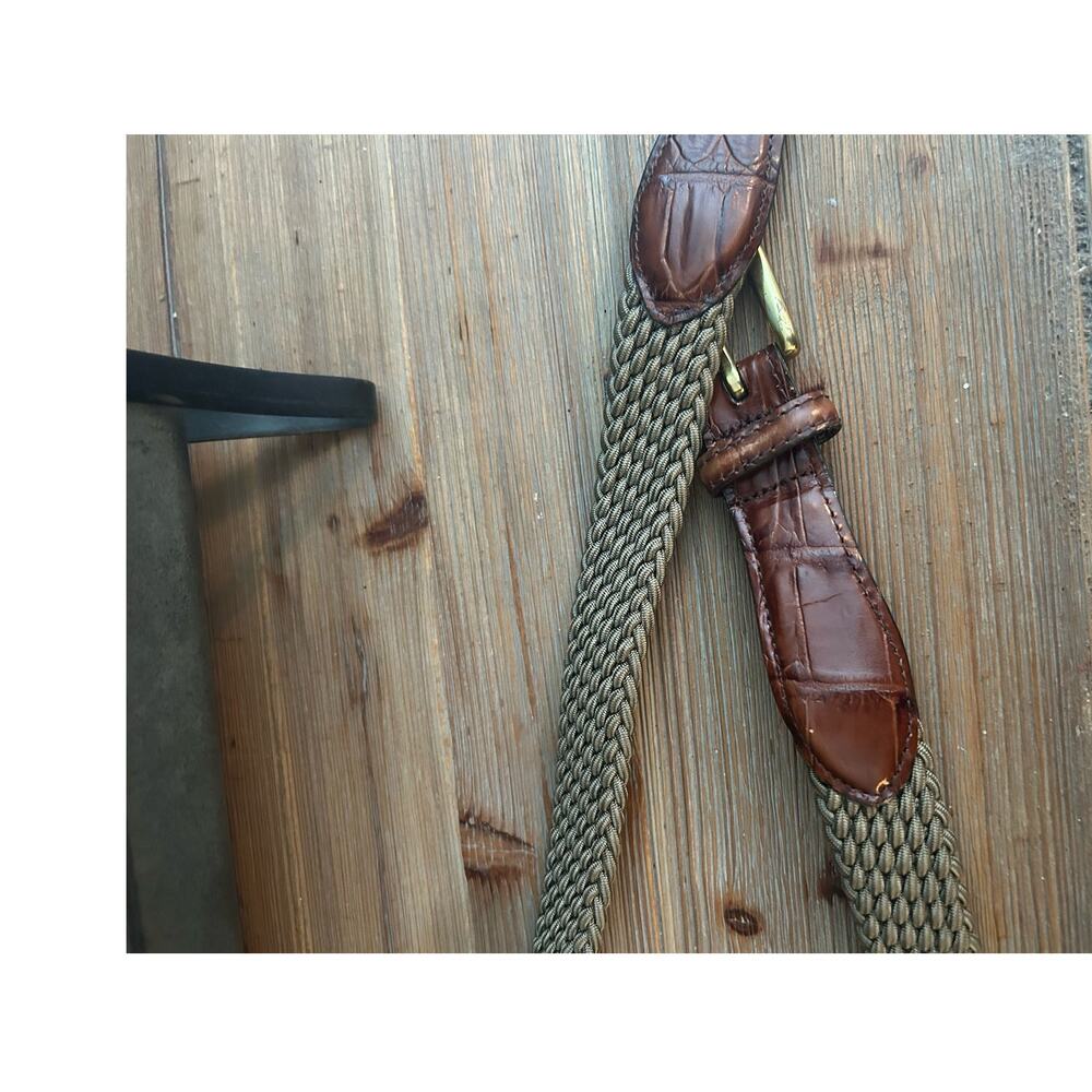 Brighton Mens leather and stretch rope woven belt Made in the USA, Size 42 - Picture 2 of 11